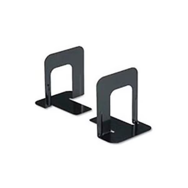 Standard Deluxe Metal Bookends, Nonskid Padded Base, Black Enamel, Universal Products, Mfr#: 54055